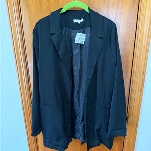 Black Women's Open-Front Blazer Jacket
